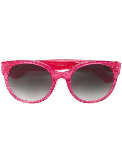 Gucci Round-frame Glitter-acetate Sunglasses In Pink&purple