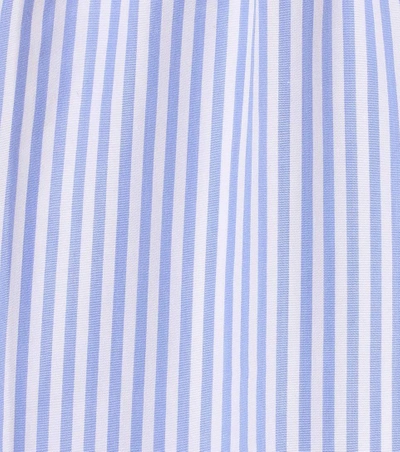 Shop Miu Miu Striped Cotton Cropped Trousers In Blue