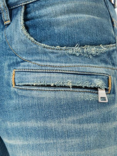 Shop Balmain Ripped Skinny Jeans In 155 Bleu