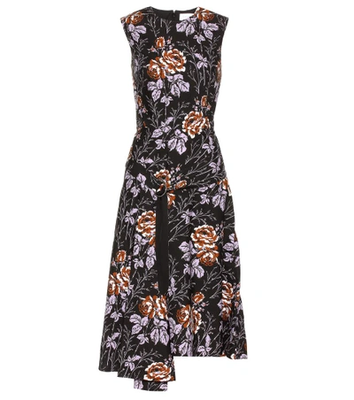 Victoria Beckham Printed Cotton Dress In Rose Llack-lilac