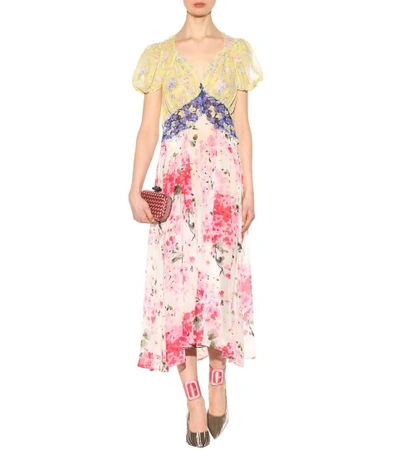 Shop Attico Natalia Floral-printed Silk Dress In Multicolor