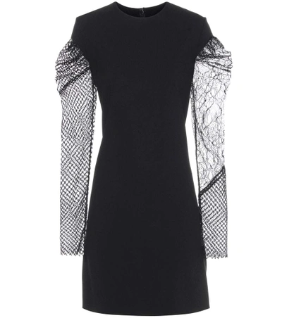 Shop Saint Laurent Lace-trimmed Minidress In Black