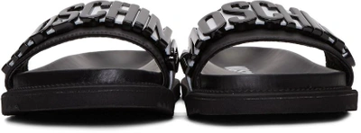 Shop Moschino Black Logo Slide Sandals