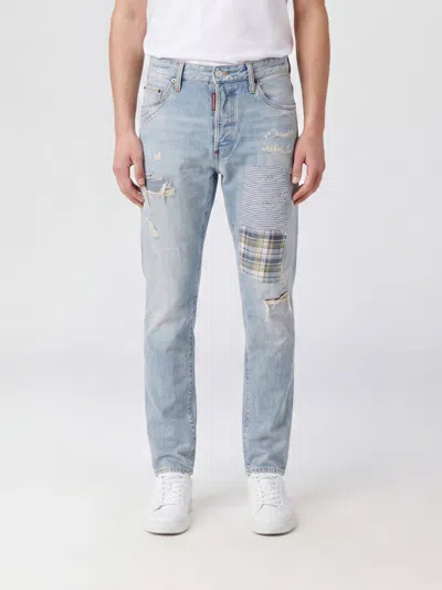 Dsquared2 Teddy Denim Jeans Patchwork Distressed Design In Blue