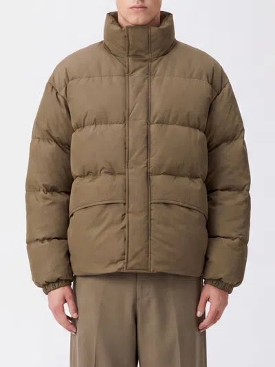 Jil Sander Polyester Down Jacket High Collar Puffer In Mud