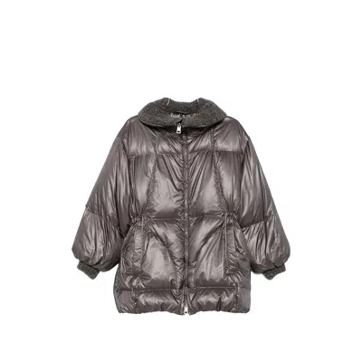 Panicale Quilted Drawstring Jacket In Grey