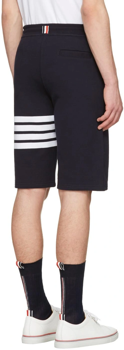 Thom Browne Blue Crewneck Sweater With Logo Patch And Rwb Detail In Cotton