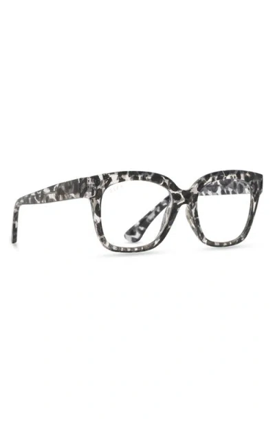 Diff Ava 50mm Small Blue Light Blocking Reading Glasses In Clear Leopard