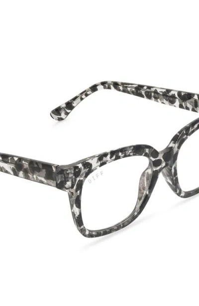 Diff Ava 50mm Small Blue Light Blocking Reading Glasses In Clear Leopard