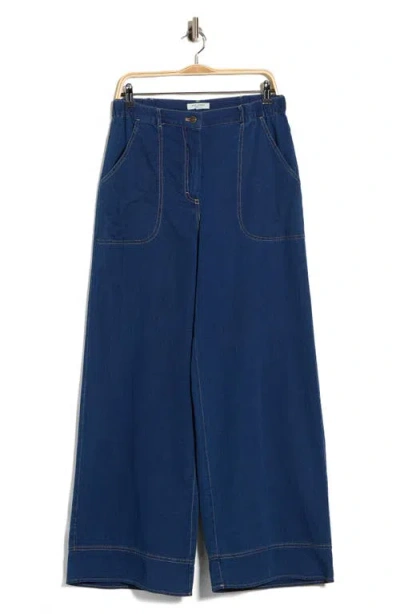 Max Studio Wide Leg Jeans In Blue