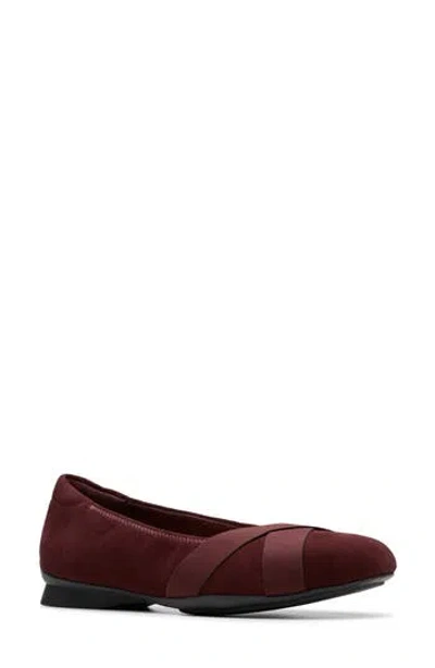 Clarks Jazmynn Gem Suede Ballet Flat In Burgundy