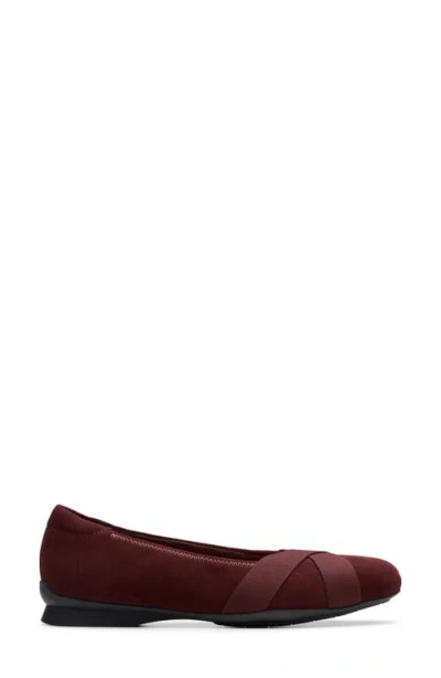 Clarks Jazmynn Gem Suede Ballet Flat In Burgundy