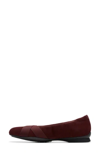 Clarks Jazmynn Gem Suede Ballet Flat In Burgundy