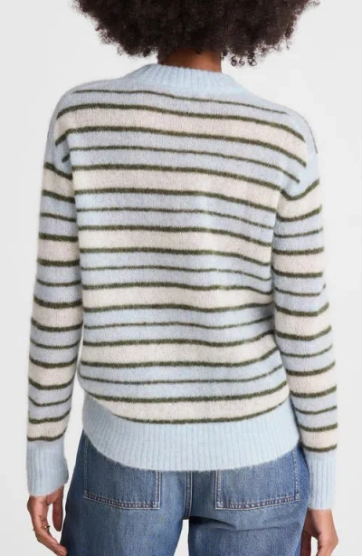 Madewell Oversize Pullover Sweater In Aqua Multi Stripe