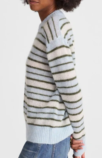 Madewell Oversize Pullover Sweater In Aqua Multi Stripe