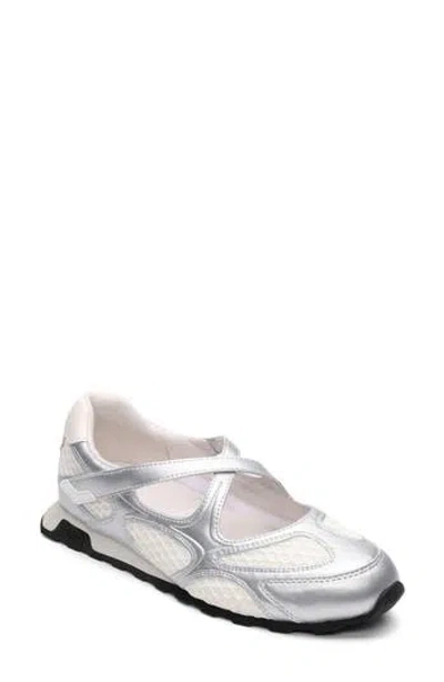 Ash Mesh-panelled Crossover-strap Sneakers In Silver/ White