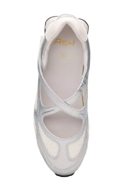 Ash Mesh-panelled Crossover-strap Sneakers In Silver/ White