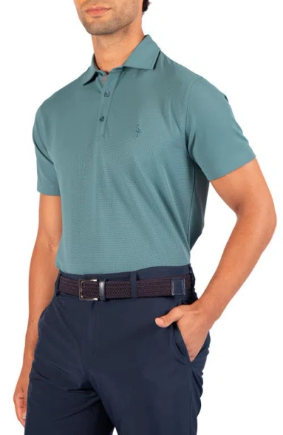 Tailorbyrd Micro Grid Performance Polo In Jade Mist