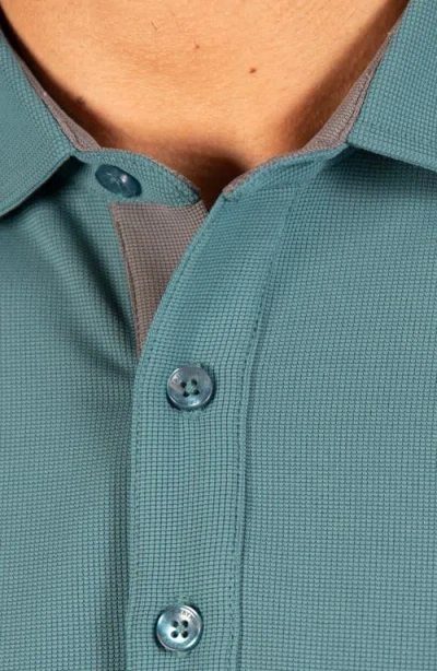 Tailorbyrd Micro Grid Performance Polo In Jade Mist