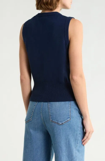 Vigoss Button Sweater Vest In Navy