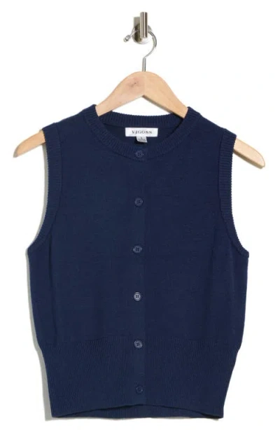 Vigoss Button Sweater Vest In Navy
