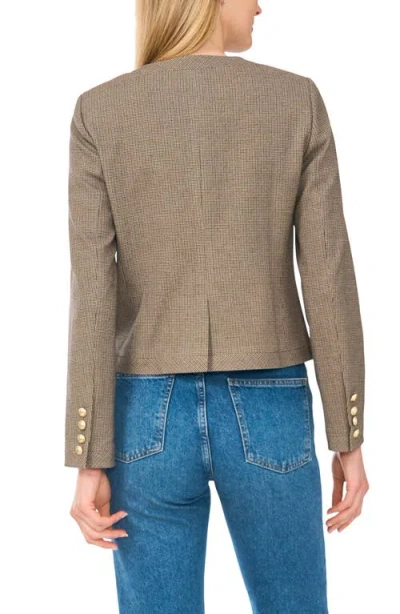 Halogen ® Plaid Cropped Collarless Jacket In Saddle Brown