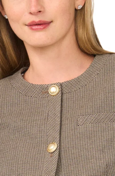 Halogen ® Plaid Cropped Collarless Jacket In Saddle Brown