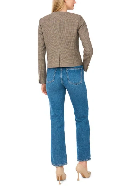 Halogen ® Plaid Cropped Collarless Jacket In Saddle Brown