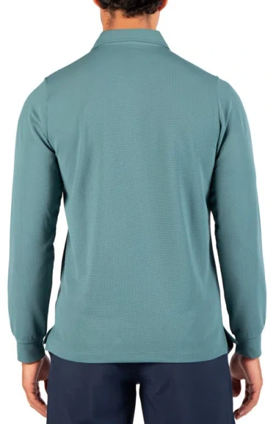 Tailorbyrd Micro Grid Performance Polo In Jade Mist