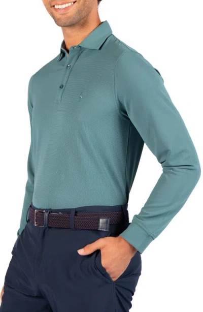 Tailorbyrd Micro Grid Performance Polo In Jade Mist