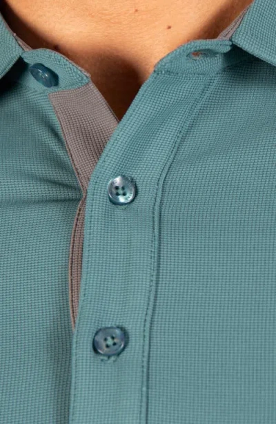 Tailorbyrd Micro Grid Performance Polo In Jade Mist
