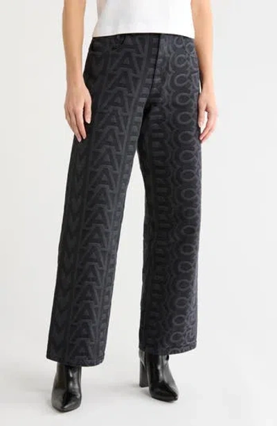 Marc Jacobs Monogram Patterned Straight Leg Jeans In Black