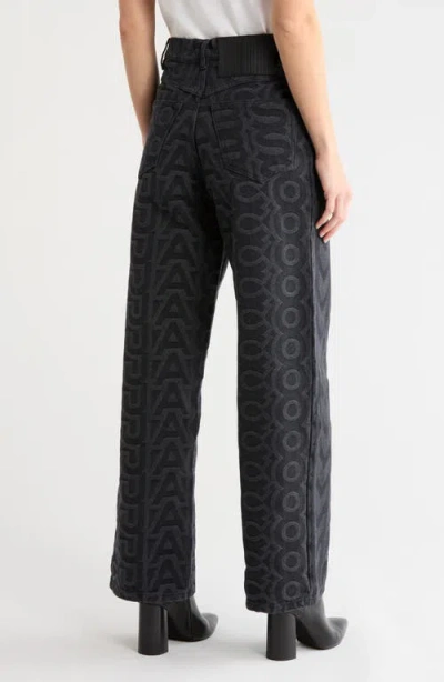 Marc Jacobs Monogram Patterned Straight Leg Jeans In Black