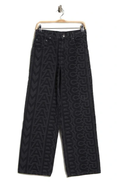 Marc Jacobs Monogram Patterned Straight Leg Jeans In Black