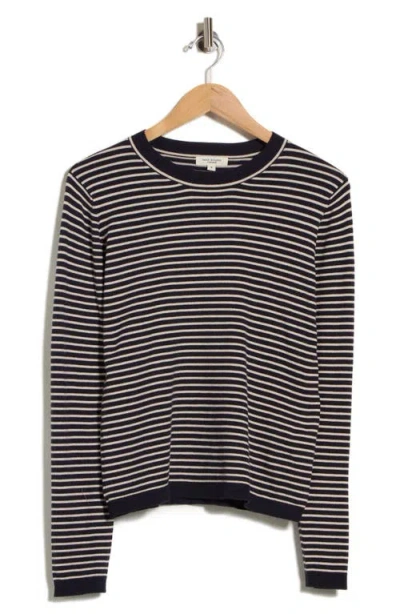 Max Studio Crewneck Sweater In Navy / Bone Stripe