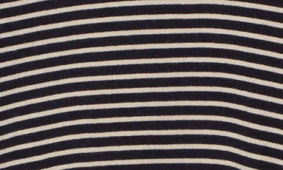 Max Studio Crewneck Sweater In Navy / Bone Stripe