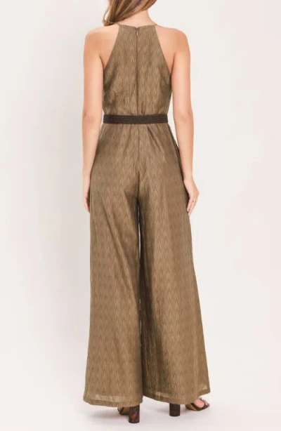 Flying Tomato Halter Neck Belted Jumpsuit In Brown