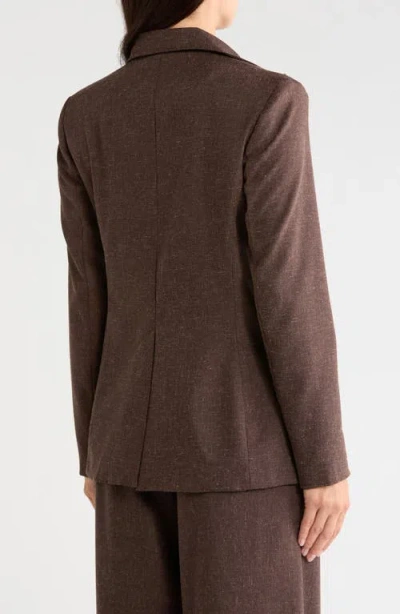 Max Studio Peak Lapel Blazer In Brown Melange