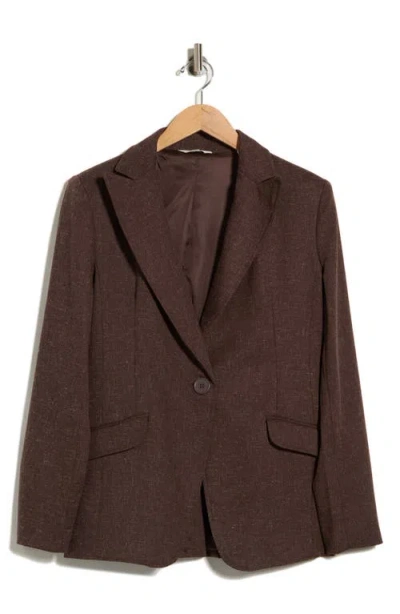 Max Studio Peak Lapel Blazer In Brown Melange