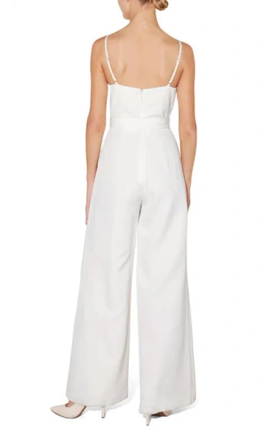 Freemarket Solid Belted Wide Leg Jumpsuit In White