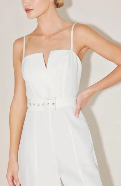 Freemarket Solid Belted Wide Leg Jumpsuit In White