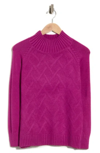 Patrizia Luca Cable Mock Neck Sweater In Raspberry
