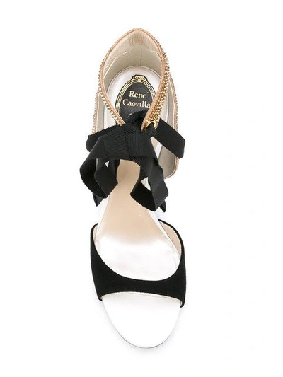 Shop René Caovilla Embellished Ribbon Sandals In Black