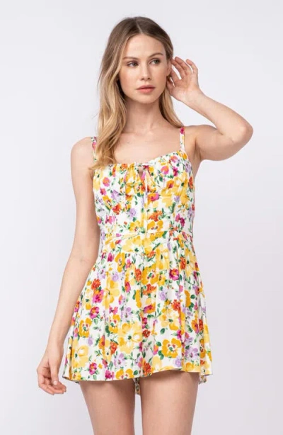 Sky To Moon Floral Mini Romper In Multi