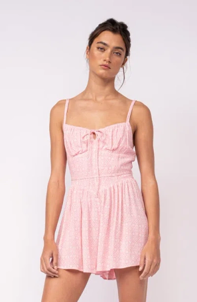 Sky To Moon Tie Front Mini Romper In Light Pink