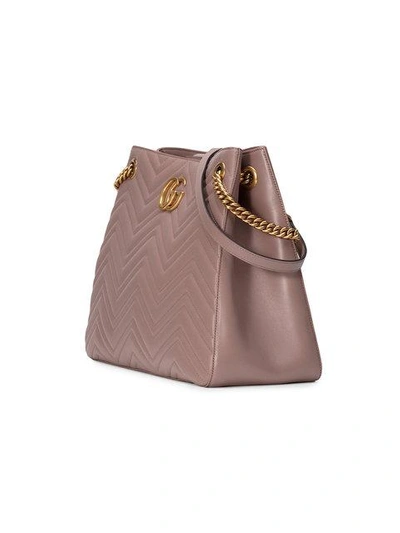 Shop Gucci Gg Marmont Matelassé Shoulder Bag - Neutrals