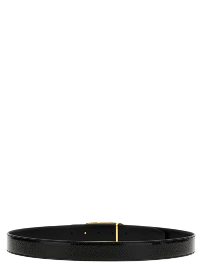 Tom Ford Python-print Leather Reversible Belt In Black