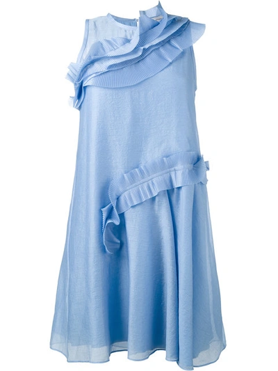 Shop Carven Ruffle Trimmed Dress In Blue