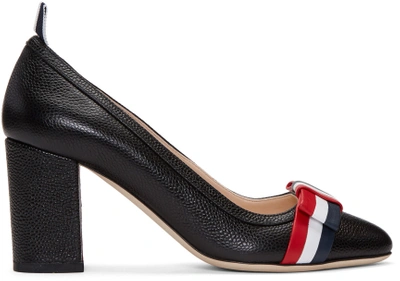 Shop Thom Browne Black Wholecut Bow Heels In 001 Black