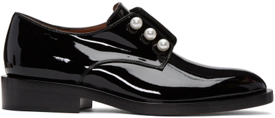 Givenchy Faux Pearl-embellished Patent-leather Brogues In Black